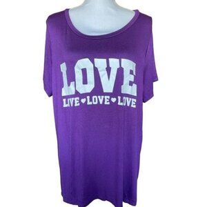 Ragdoll Women's Top Shirt Plus Size 3x Purple Love Graphic Stretchy Short Sleeve